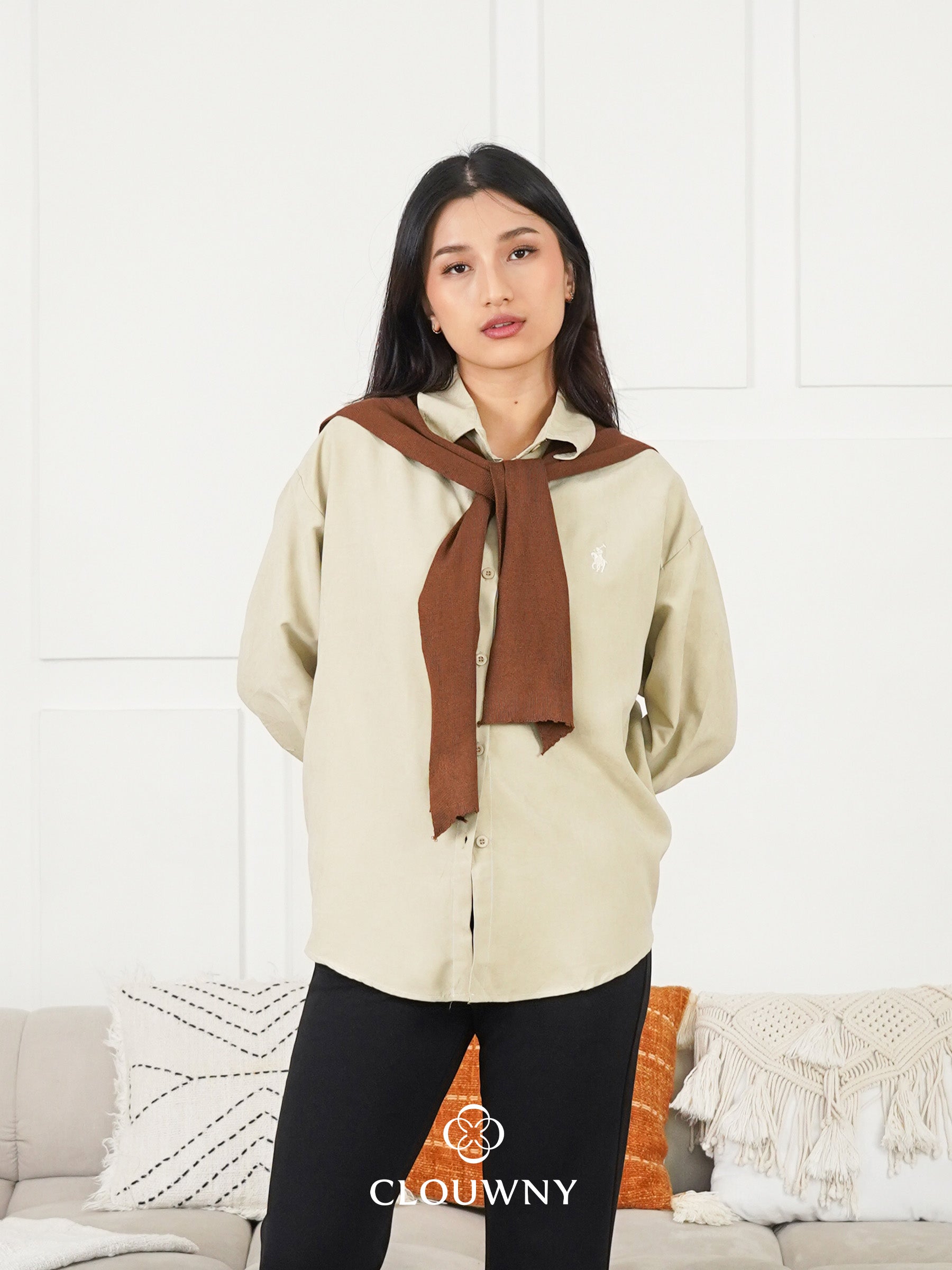 Cameron Scarf Shirt - Khaki